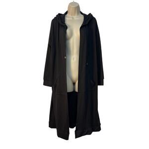 Cyrus Women’s Long Sleeve Open Front Hooded Duster with Pockets XL
